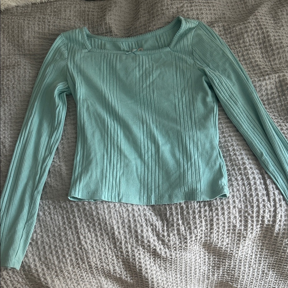 SO Women's Ribbed Long Sleeve Top - Aqua